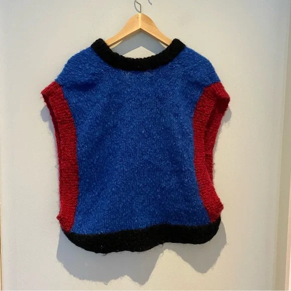 vintage Hand knit oversized colourblock vest - Picture 2 of 3